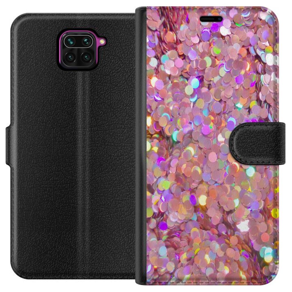 Xiaomi Redmi Note 9 Musta Lompakkokotelo Glitter