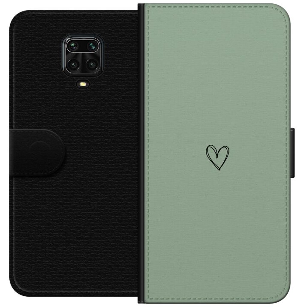 Xiaomi Redmi Note 9S Svart Plånboksfodral Hjärta