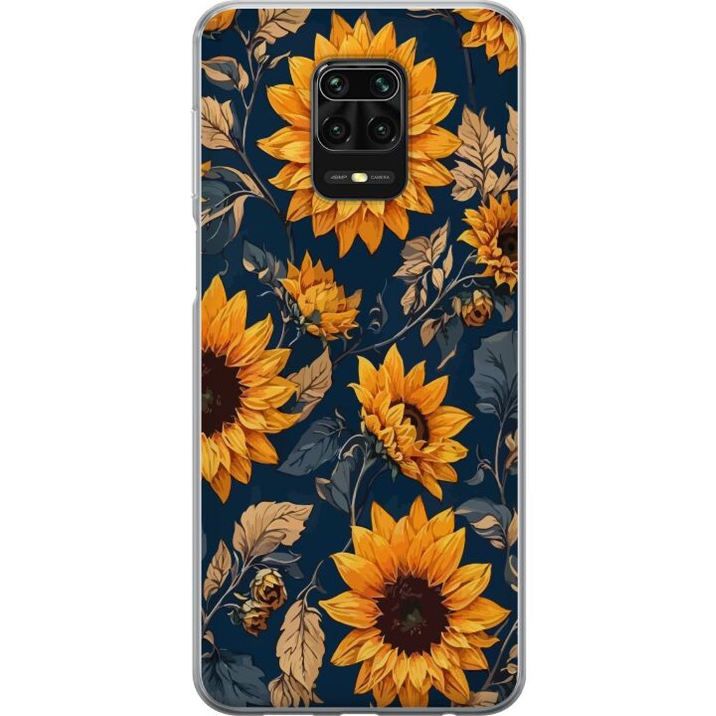 Xiaomi Redmi Note 9S Transparent Mobilskal Solrosor