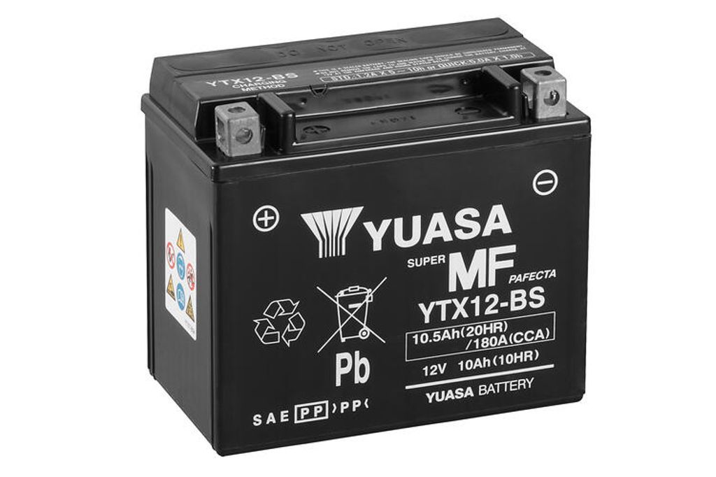 Yuasa 12V YTX12-BS MC-batteri 10Ah 150 x 87 x 130 mm | Batterier - MC-batterier | Batteritema