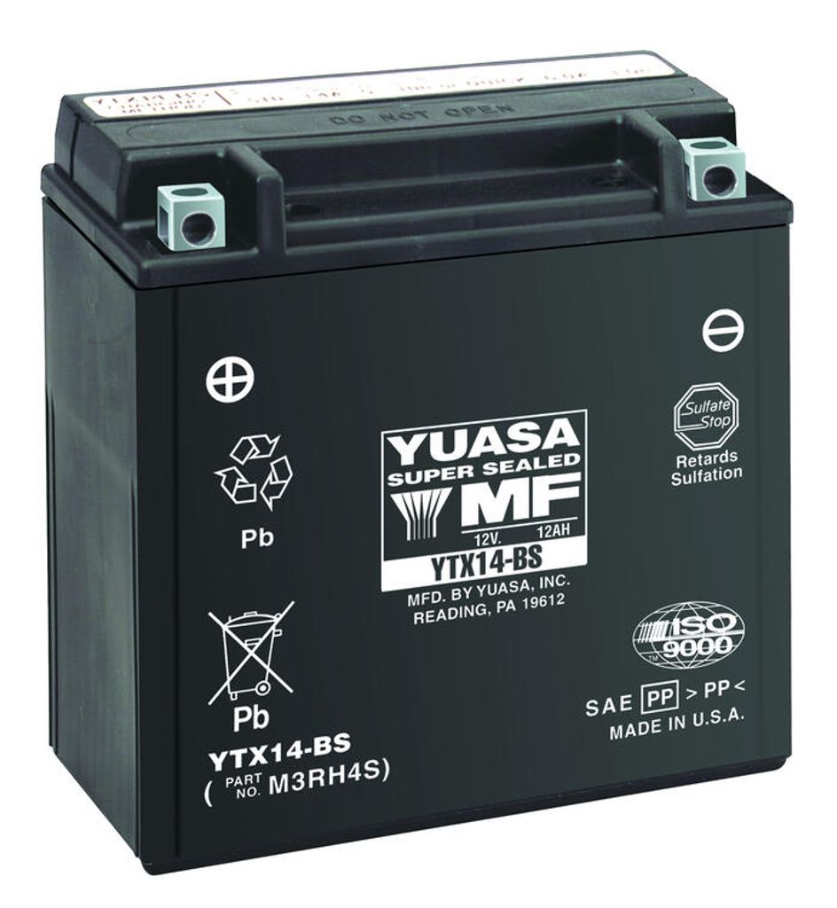 Yuasa 12V YTX14-BS MC-batteri 12Ah 150 x 87 x 145 mm | Batterier - MC-batterier | Batteritema
