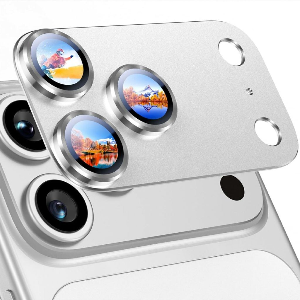RURIHAI iPhone 18 Pro Kameralinssin suoja alumiinikehyksellä - Hopea