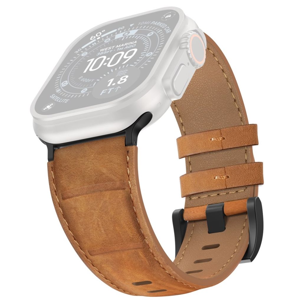 AHASTYLE DD12 Apple Watch 49 / 46 / 44 / 42mm Klockarmband i Läder - Brun