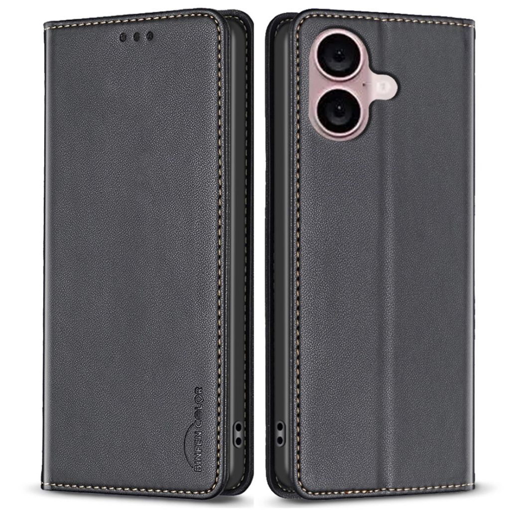 BINFEN COLOR iPhone 16 Plus Wallet Cover Magnetic Closure – Black