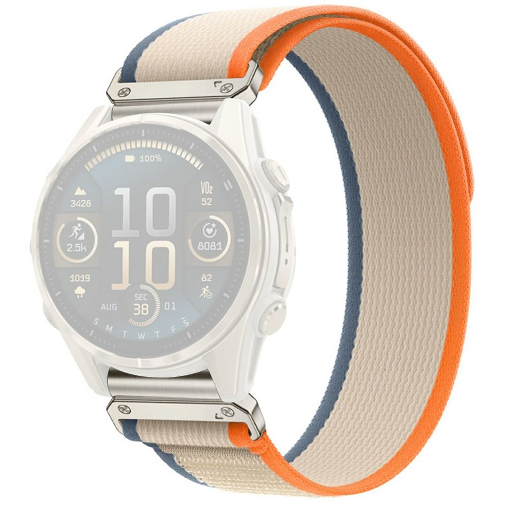 Garmin Fenix 8 Pro/Quatix 8 51mm elastisk klokkerem i nylon – oransje/beige