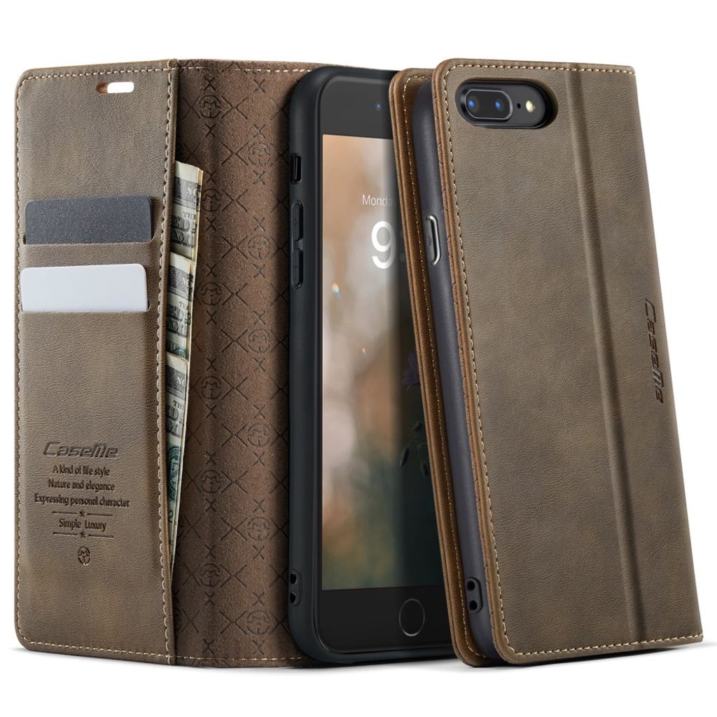 CASEME iPhone 6 Plus / 7 Plus / 8 Plus Fodral med Stativ - Brun