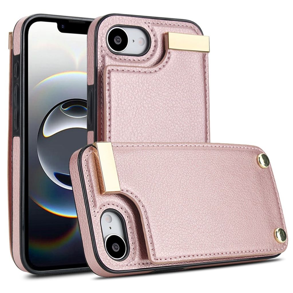 iPhone 16e Case with Card Holder - Rose Gold