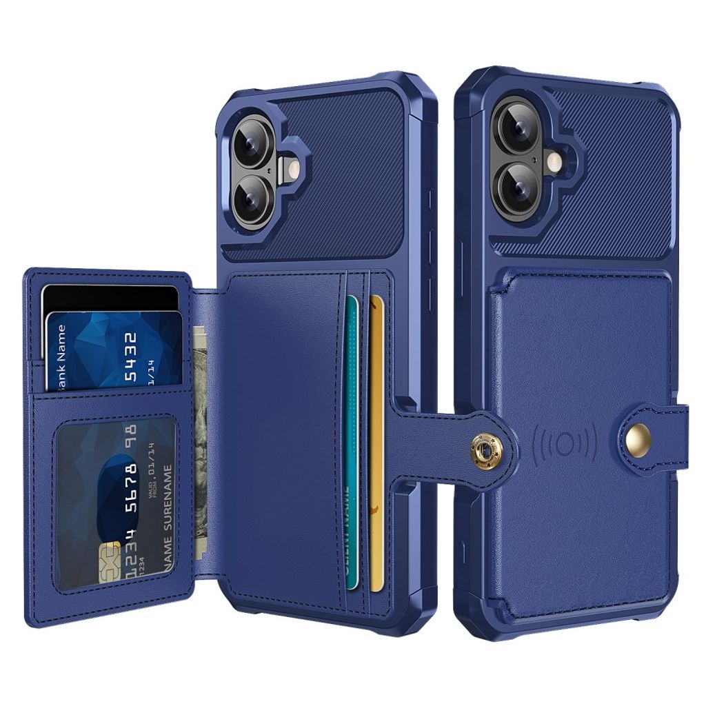iPhone 16 Plus Case with 5 Card slots - Blue