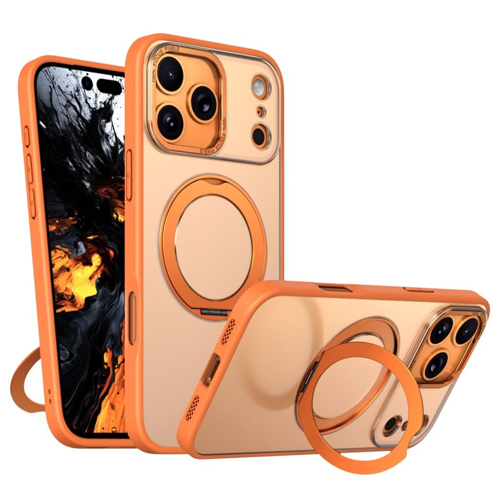 iPhone 18 Pro Max/17 Pro Max-deksel med MagSafe og stativ – oransje
