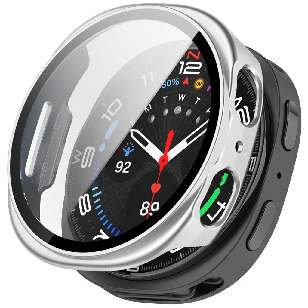 Samsung Galaxy Watch9 44mm Deksel med skjermbeskytter i glass - Sølv