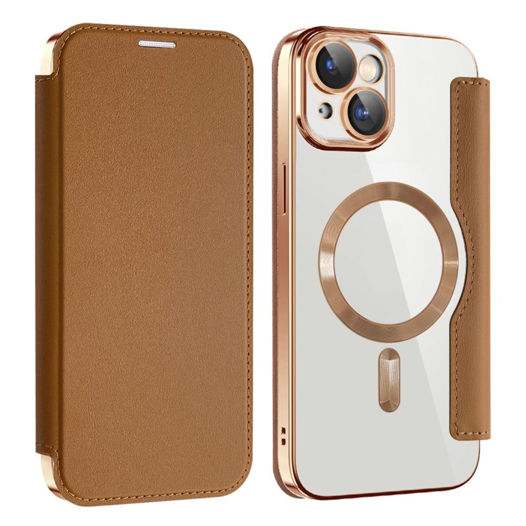 AMORUS iPhone 15 Plus Kotelo MagSafe - Ruskea