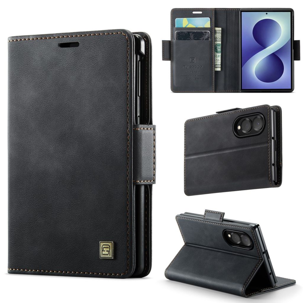 AUTSPACE Samsung Galaxy Z Fold8 Lompakkokotelo PU-nahka RFID-suojattu - Musta