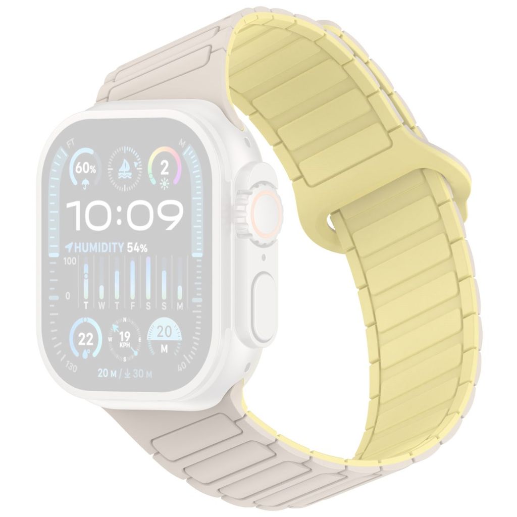 Apple Watch 42/41/40/38mm Klockarmband i Silikon Magnetisk Loop - Vit/Gul