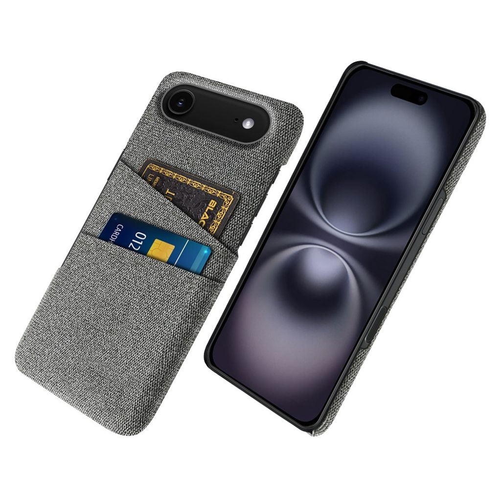 iPhone 17 Air Skal i Textil med 2 Kortfack - Grå