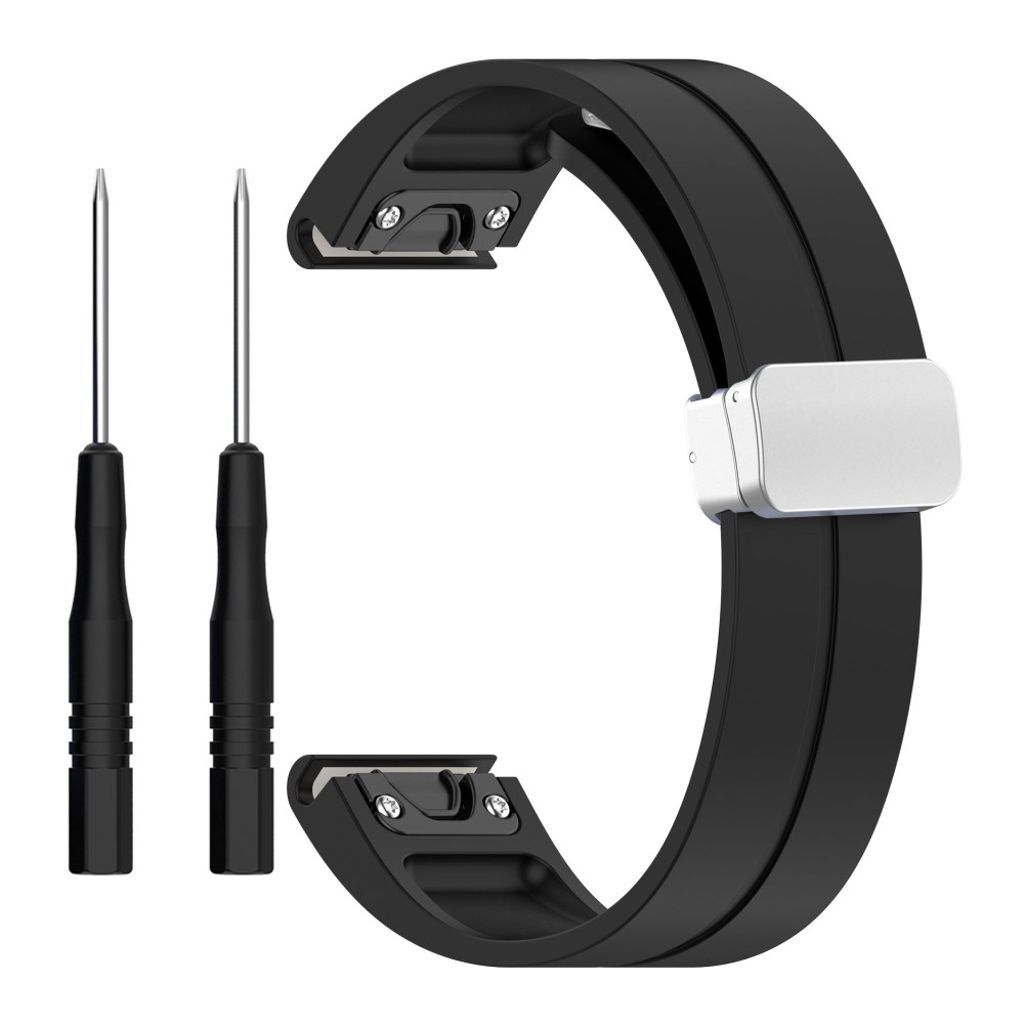 Garmin Fenix 7S etc. silicone watch strap - black