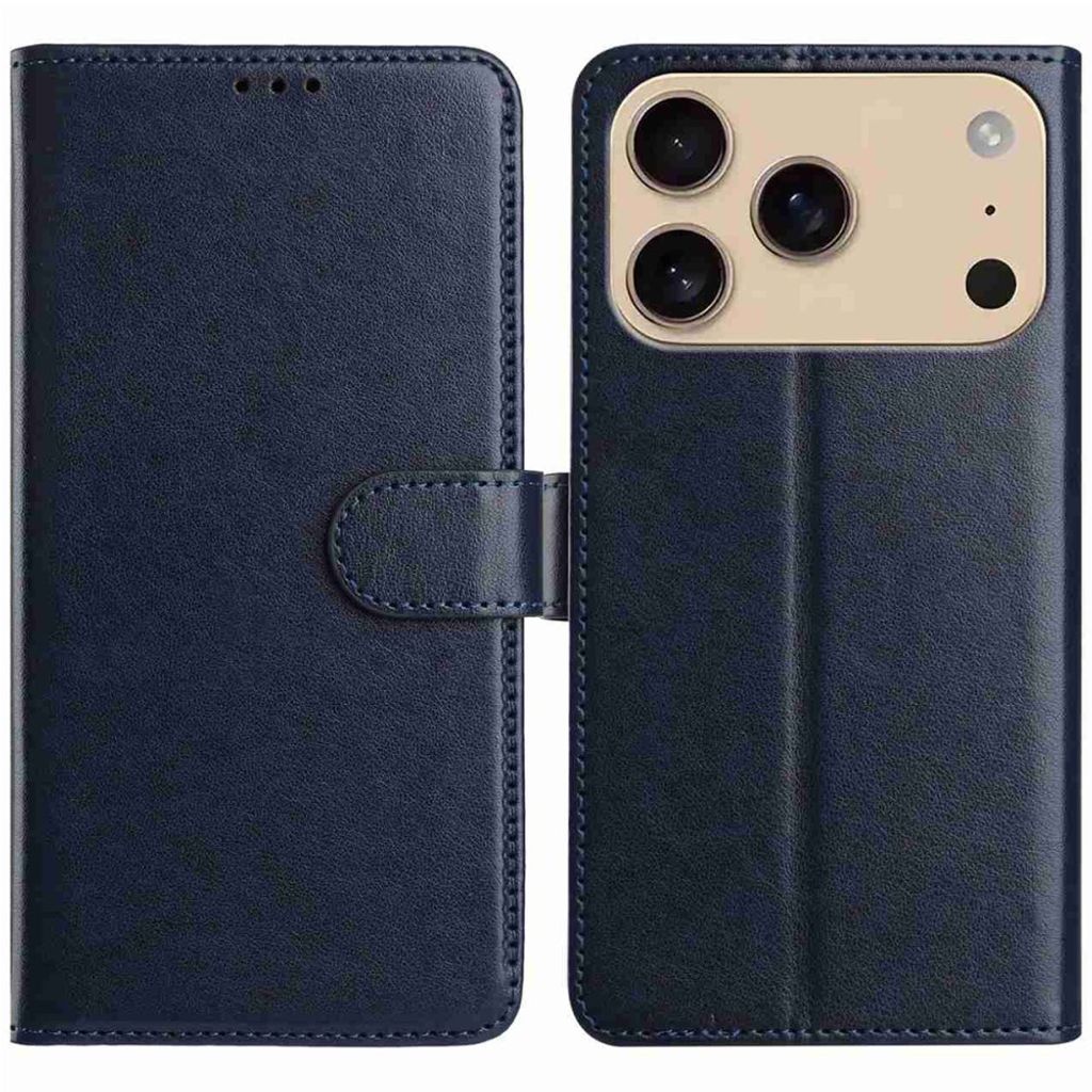 iPhone 18 Pro/17 Pro Flip Cover i PU læder - Mørkeblå