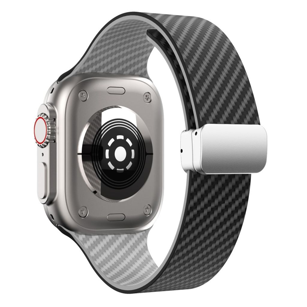 Apple Watch 42 / 41/ 40 / 38mm Klockarmband kolfibertextur - Svart/Grå
