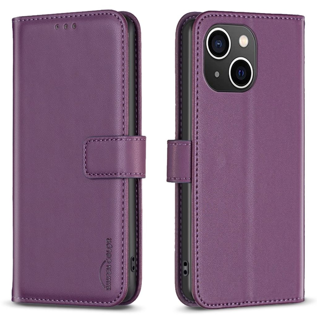 BINFEN COLOR iPhone 15 Wallet Cover Stand - Dark Purple