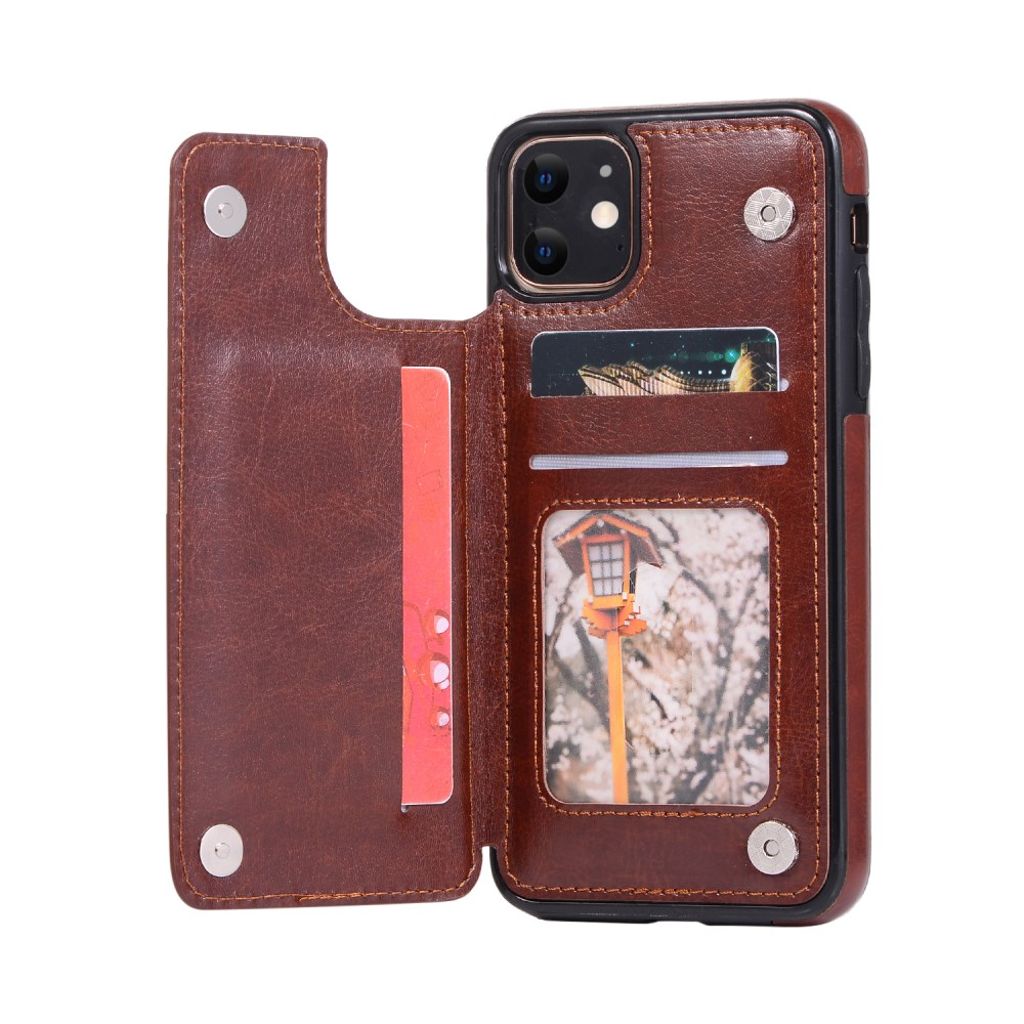 iPhone 11 Kuori Korttipaikka - Ruskea