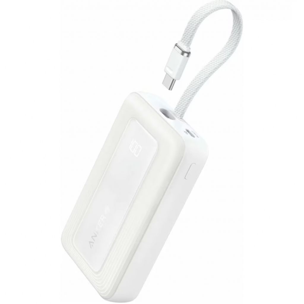Anker Zolo Varavirtalähde 20000mAh, 30W PD & QC USB-C-kaapelilla - Valkoinen