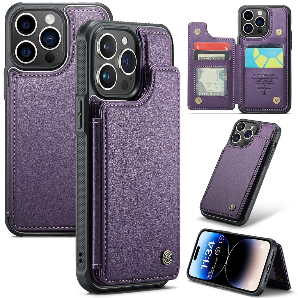 CASEME iPhone 14 Pro Plånboksskal C22 RFID-blockerande - Lila