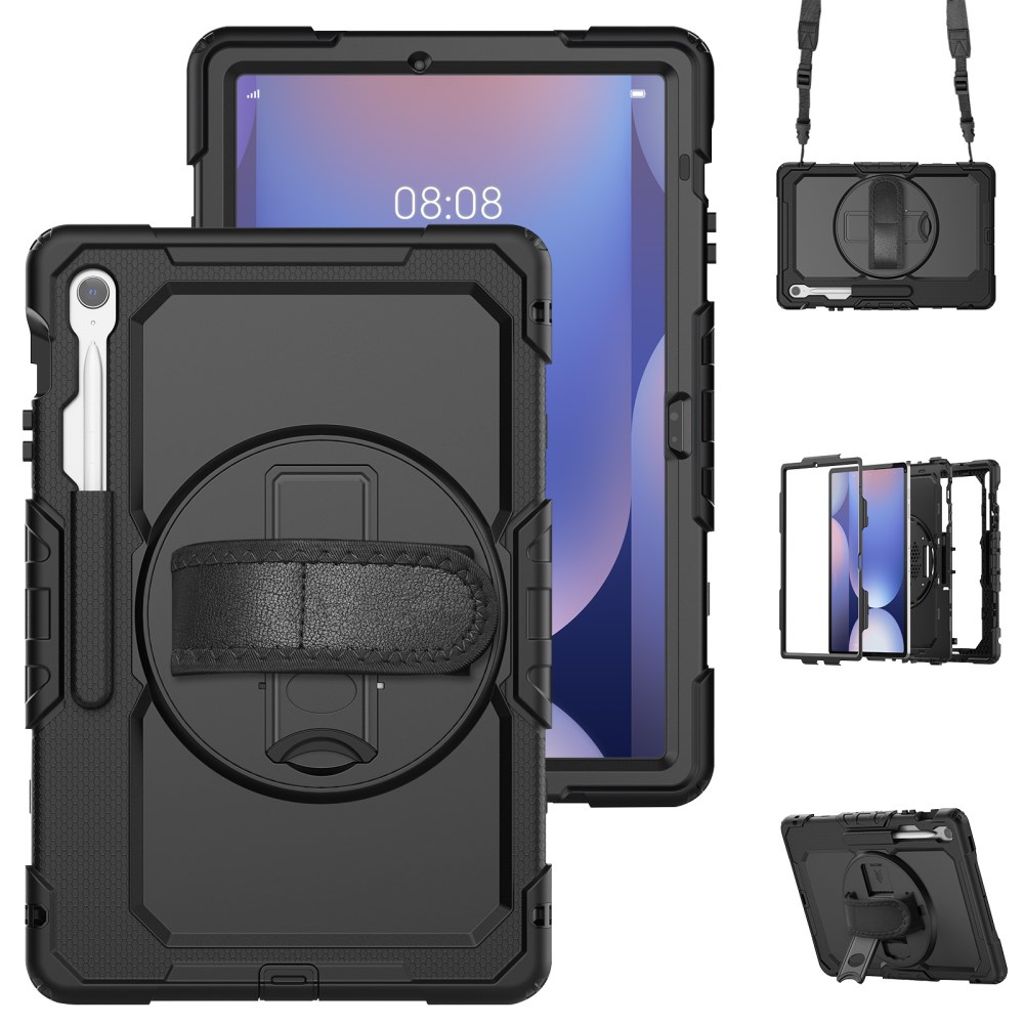 Samsung Galaxy Tab S10 FE Plus Case with Shoulder Strap - Black
