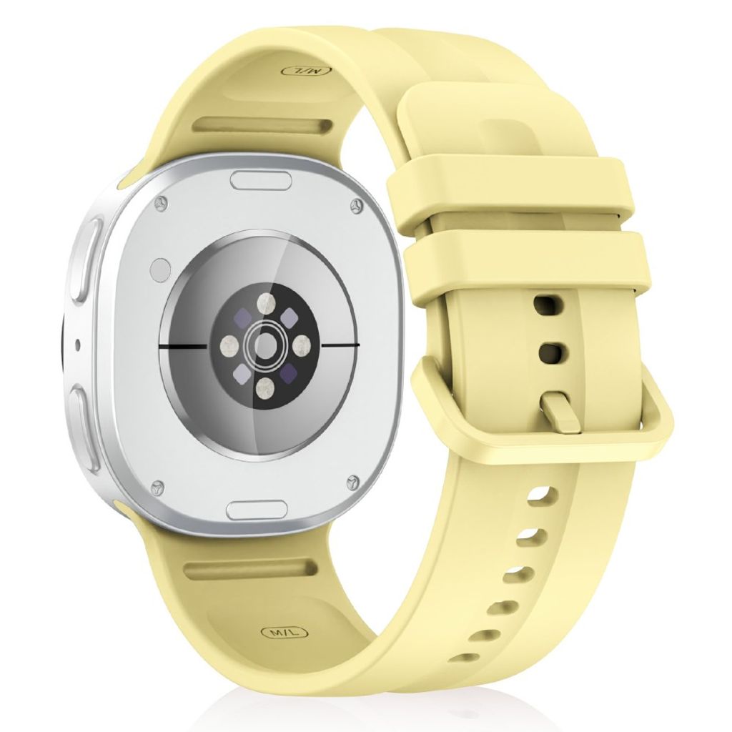 Samsung Galaxy Watch9/8/8 Classic Ensfarget silikon klokkerem L - Gul