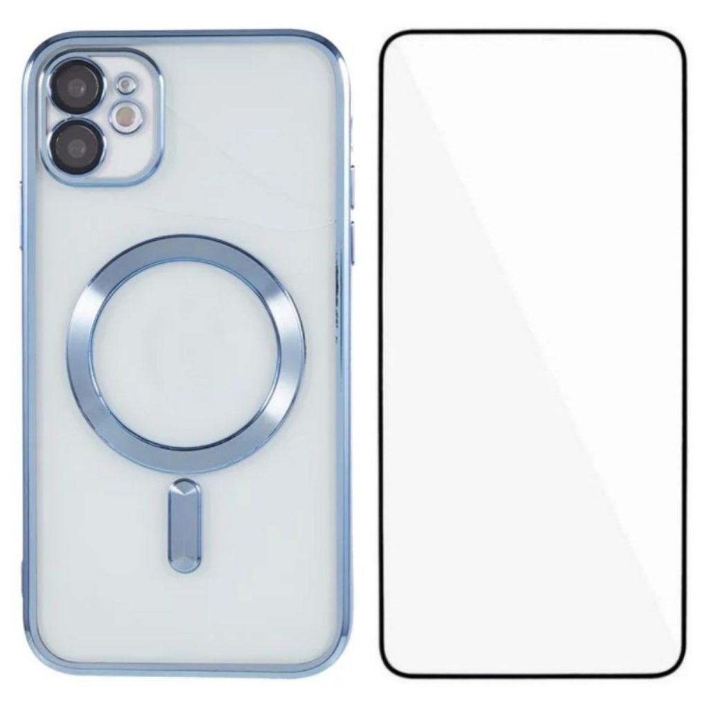 iPhone 11 MagSafe-yhteensopiva Kuori + Näytönsuoja – Sininen