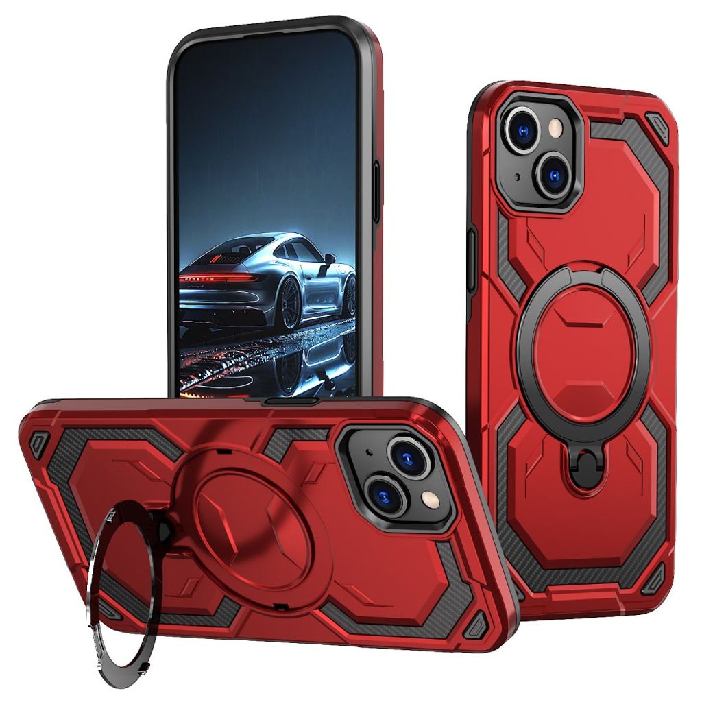 iPhone 13 Magnetic Case Ring Kickstand - Red