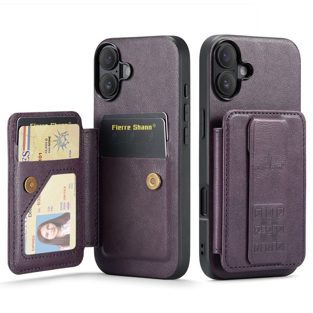FIERRE SHANN iPhone 16 Case with Card slots - Purple