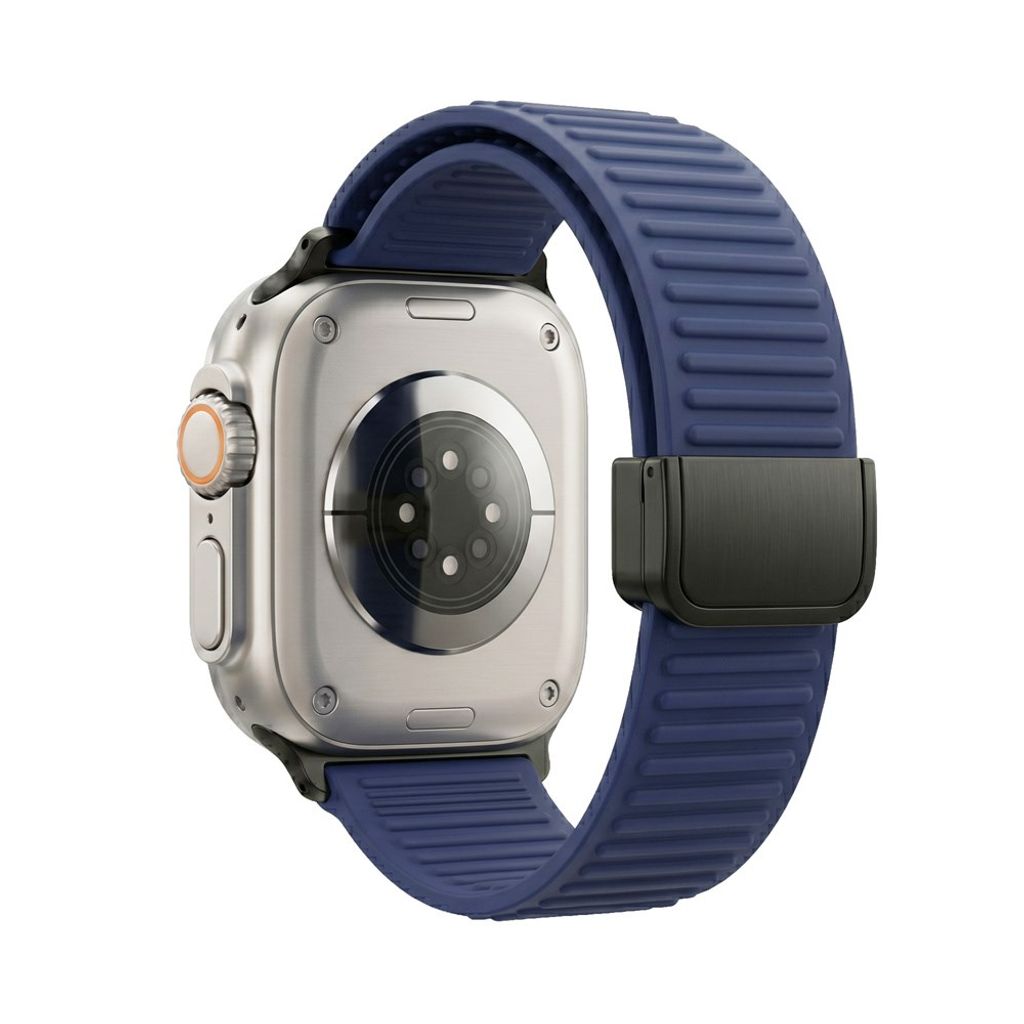 Apple Watch 42/41/40/38mm Silikon klokkerem Magnetisk lukking - Mørkblå