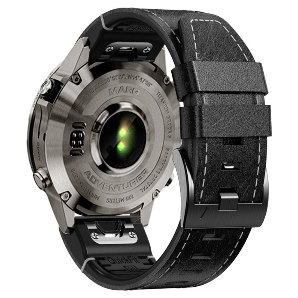 Garmin Fenix 7 etc. Klockarmband i PU-läder - Svart