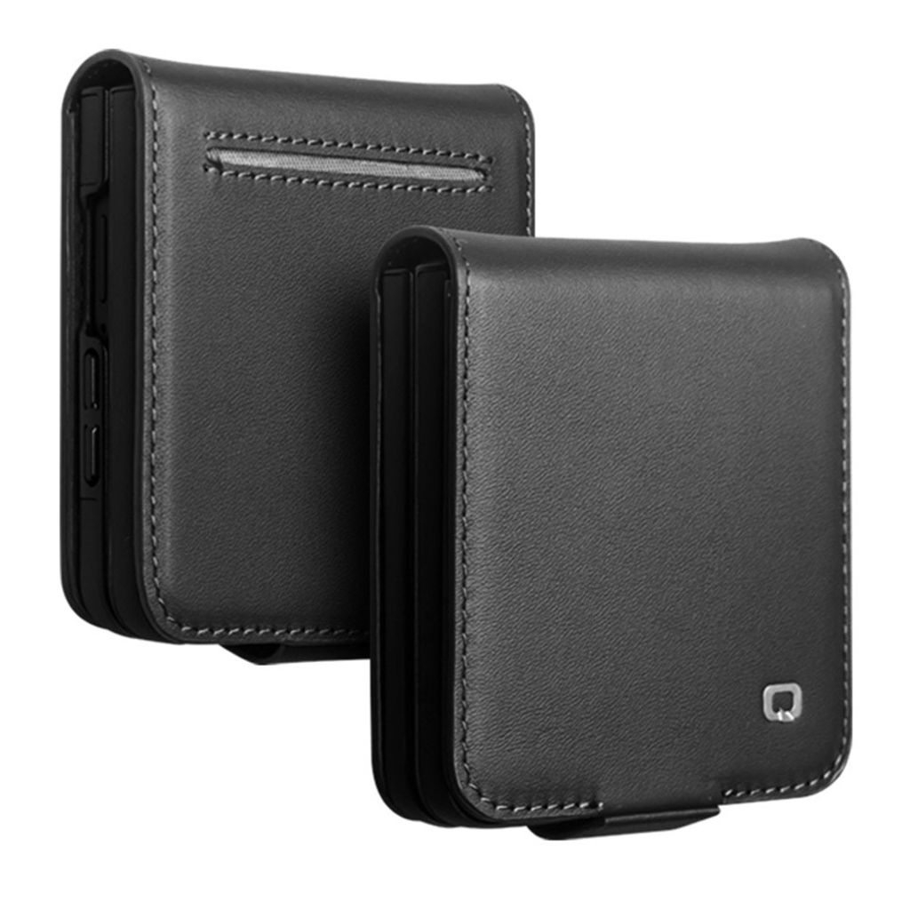 QIALINO Samsung Galaxy Z Flip8 Flip cover i ægte læder - Sort