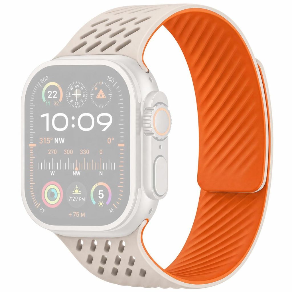 Apple Watch 42 / 41/ 40 / 38mm Klockarmband i Silikon - Vit/Orange