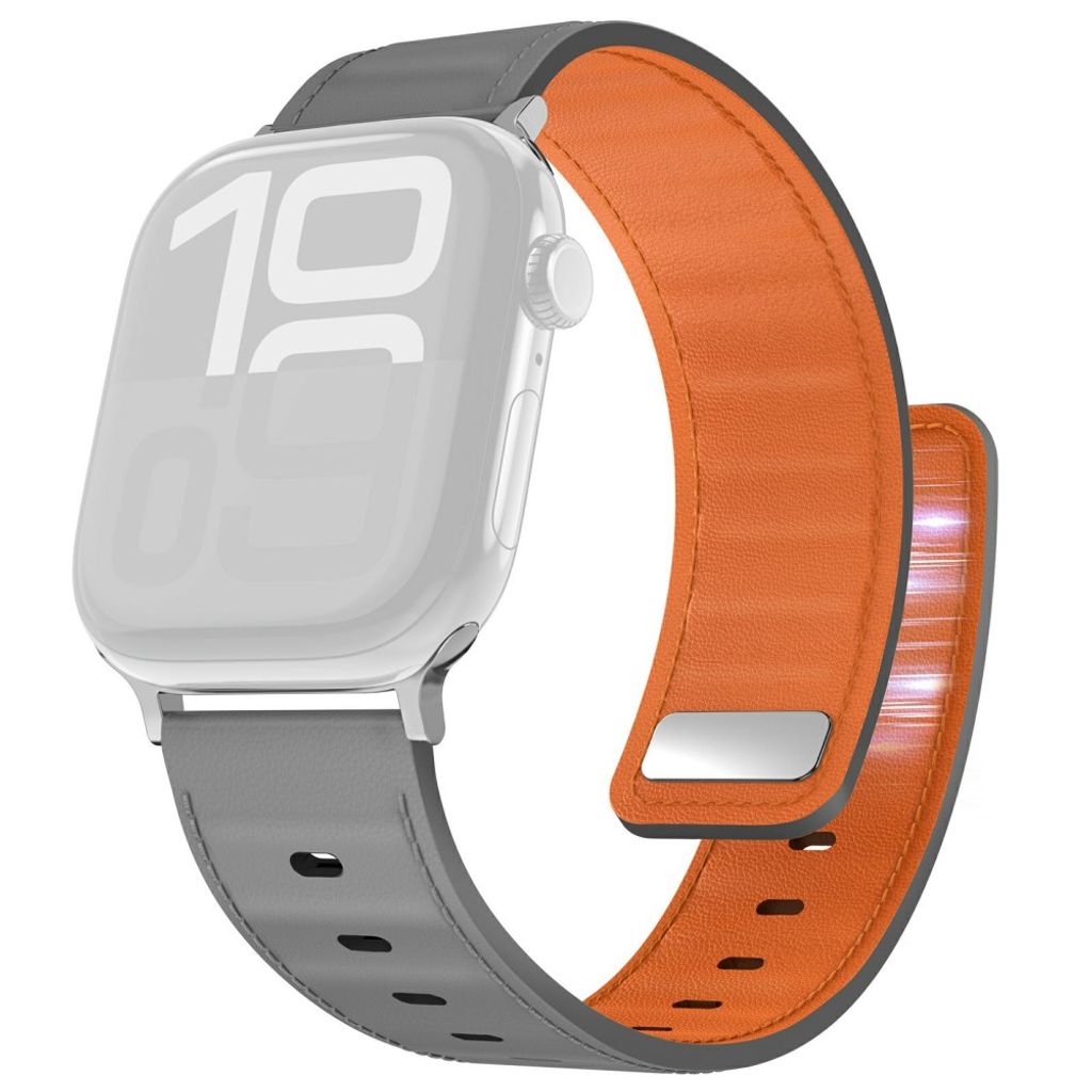 AHASTYLE BO06 Apple Watch 42/41/40/38mm Klockarmband i Läder - Grå/Orange