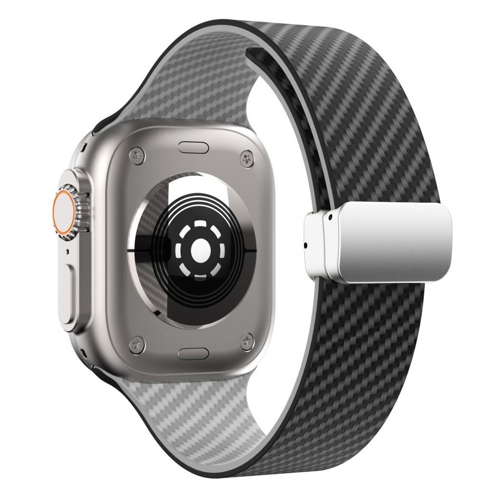 Apple Watch 49 / 46 / 44 / 42mm Klockarmband kolfibertextur - Svart/Grå