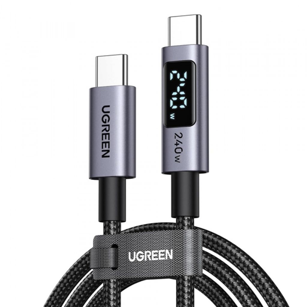 Ugreen USB-C til USB-C kabel med display, 240W, 2m - Grå