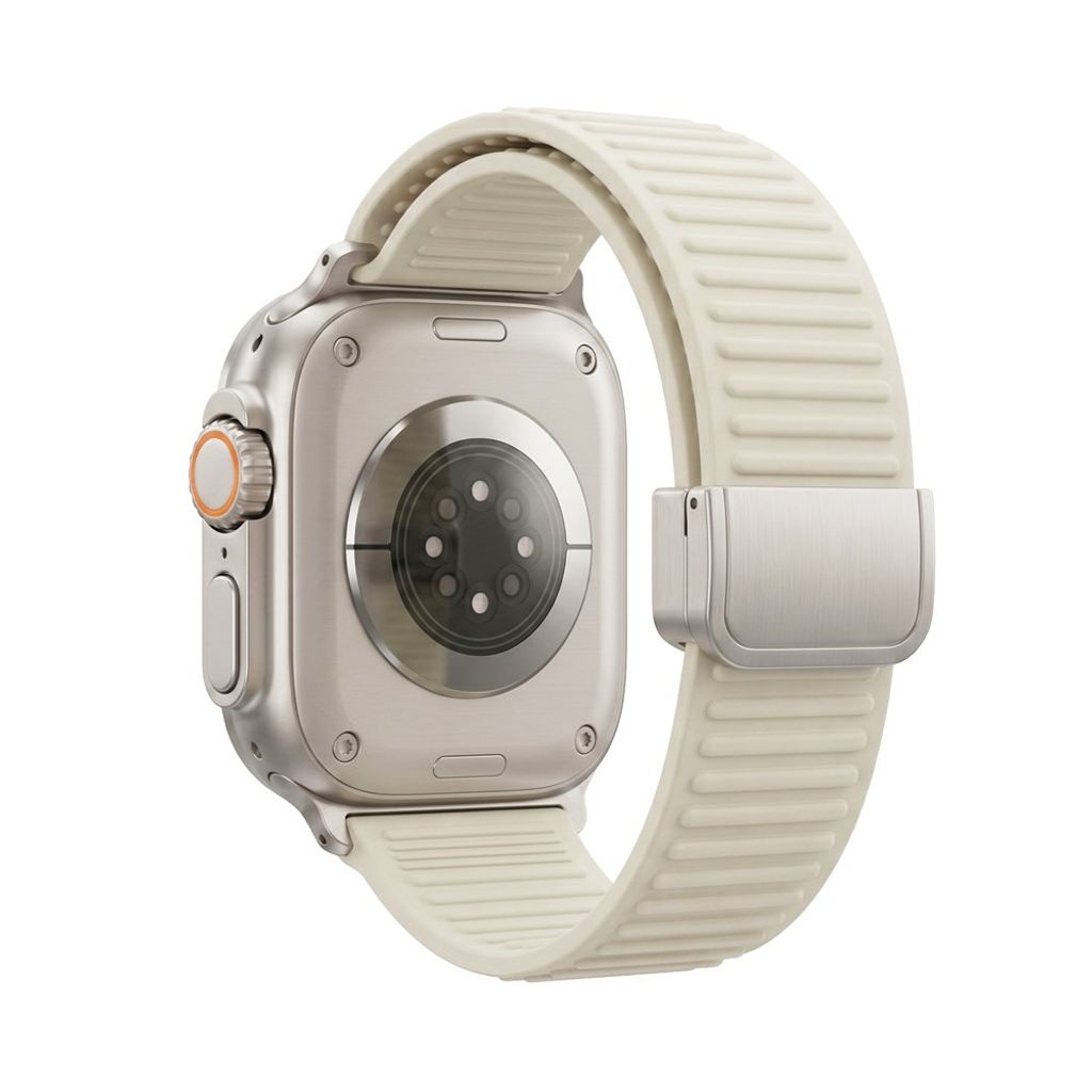 Apple Watch 42/41/40/38mm Silikon klokkerem Magnetisk lukking - Hvit