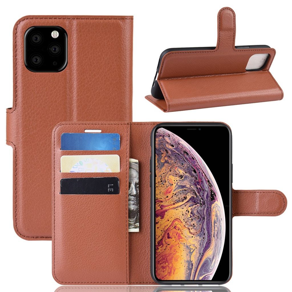 iPhone 11 Pro Max Kotelo Jalusta - Ruskea