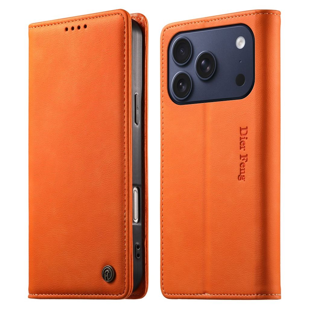 DIERFENG iPhone 18 Pro/17 Pro Lommeboketui RFID-blokkerende - Oransje