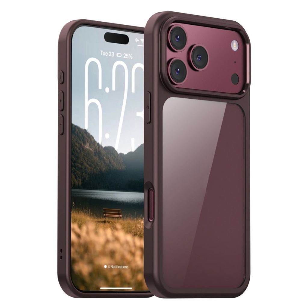 IPAKY iPhone 18 Pro Max/17 Pro Max Läpinäkyvällä takaosalla varustettu kuori - Viininpunainen