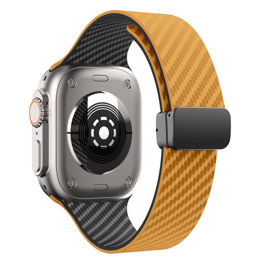 Apple Watch 42 / 41/ 40 / 38mm Klockarmband kolfibertextur - Ljusbrun/Svart
