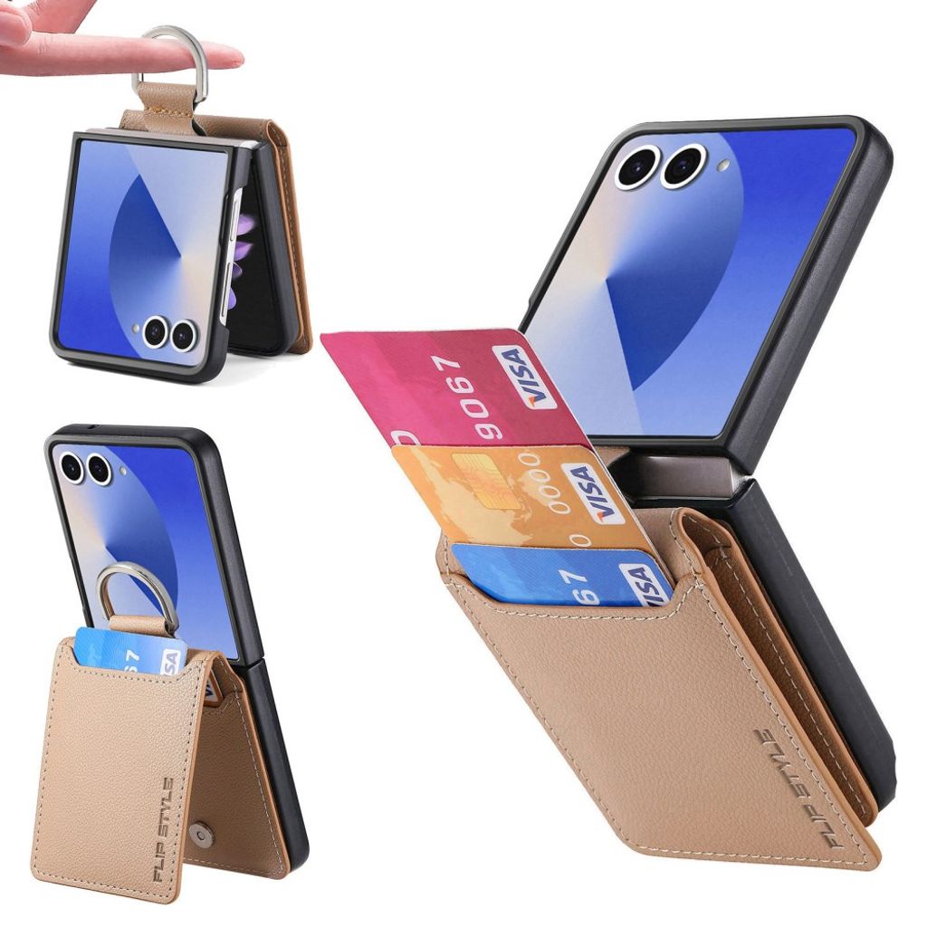 Samsung Galaxy Z Flip7 5G cover med ringholder - Beige