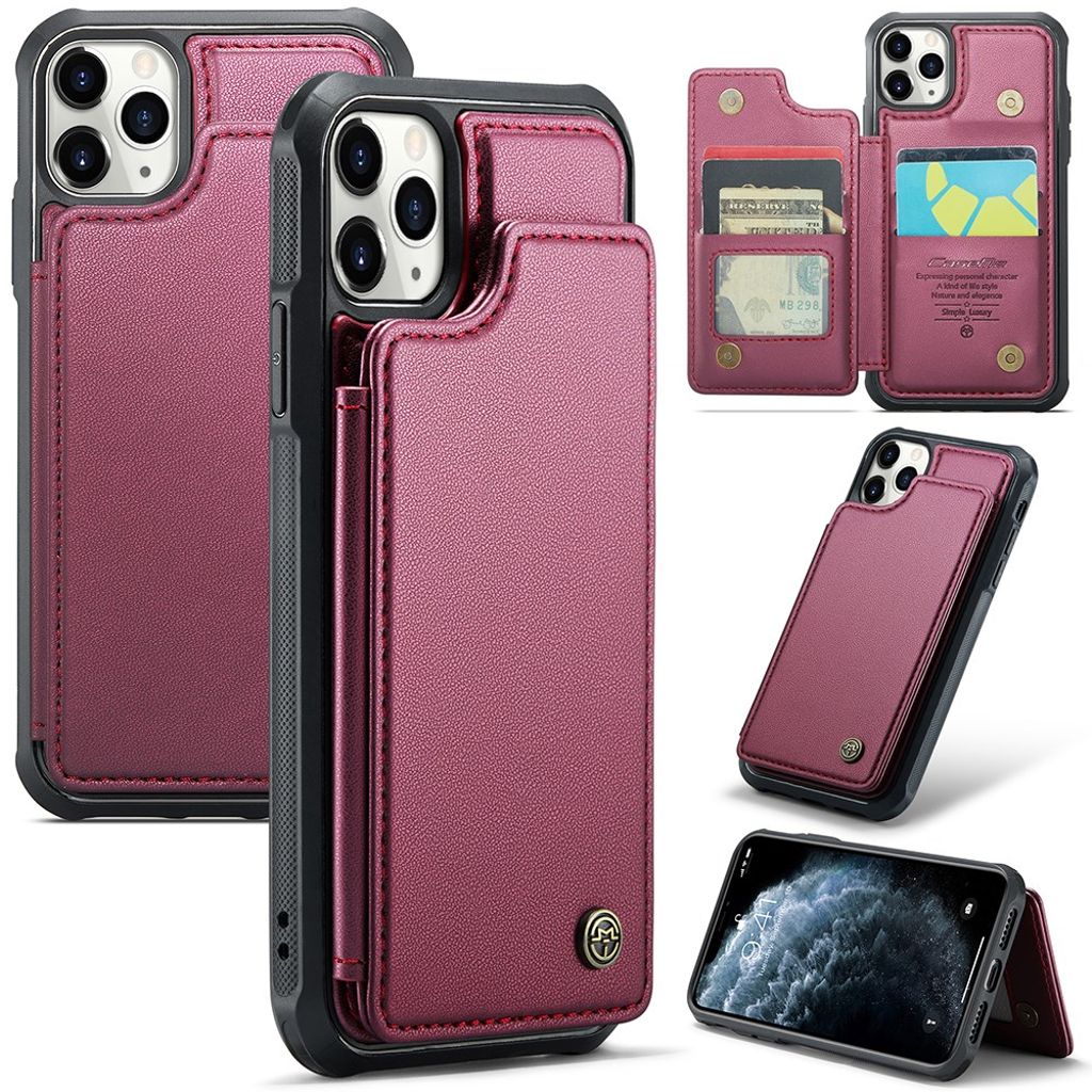 CASEME iPhone 11 Pro Cover med 5 Kortplads - Rød