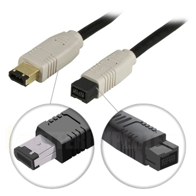 Firewire 800-kabel 9-pin till 6-pin – Guldpläterade kontakter – 1m – Svart