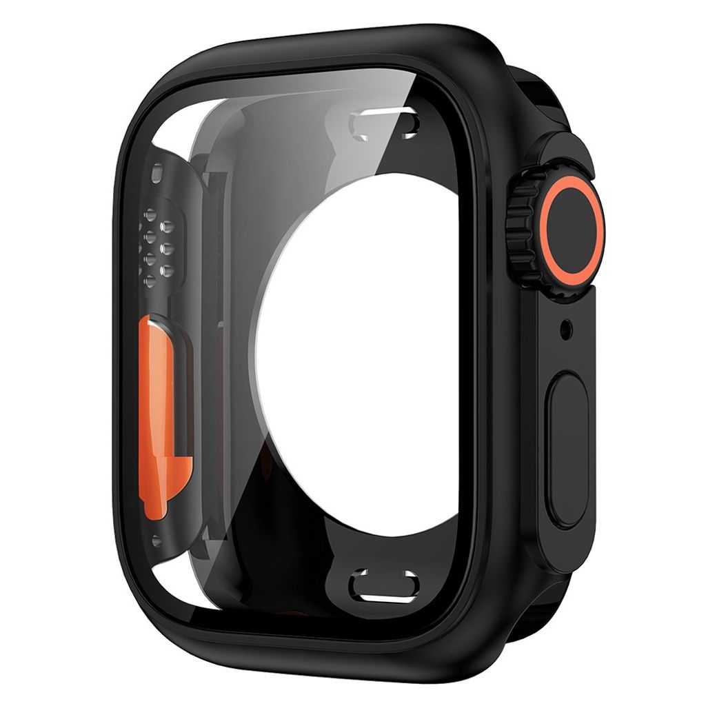 Apple Watch Series 9/8/7 45 mm deksel med skjermbeskytter i herdet glass – svart