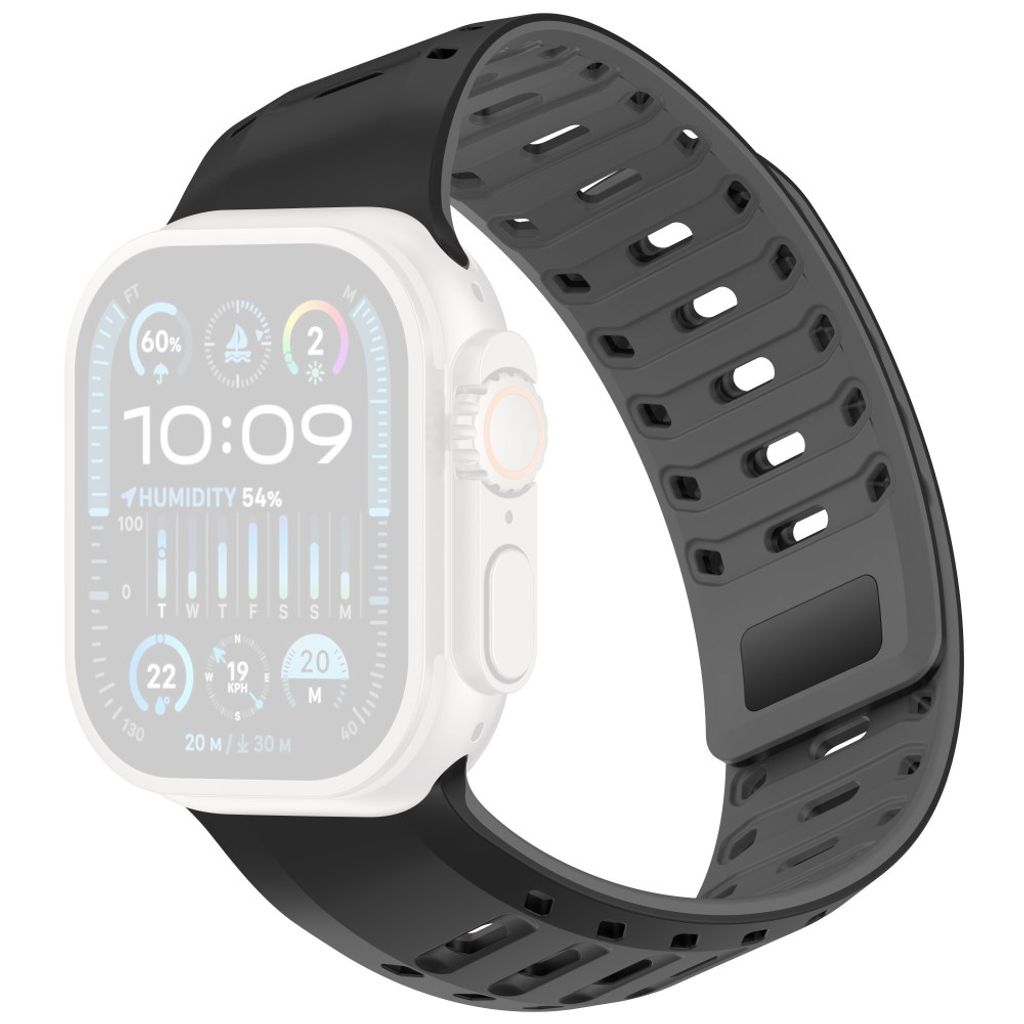 Apple Watch 49/46/44/42mm Klockarmband i Silikon Magnetisk - Svart/Grå