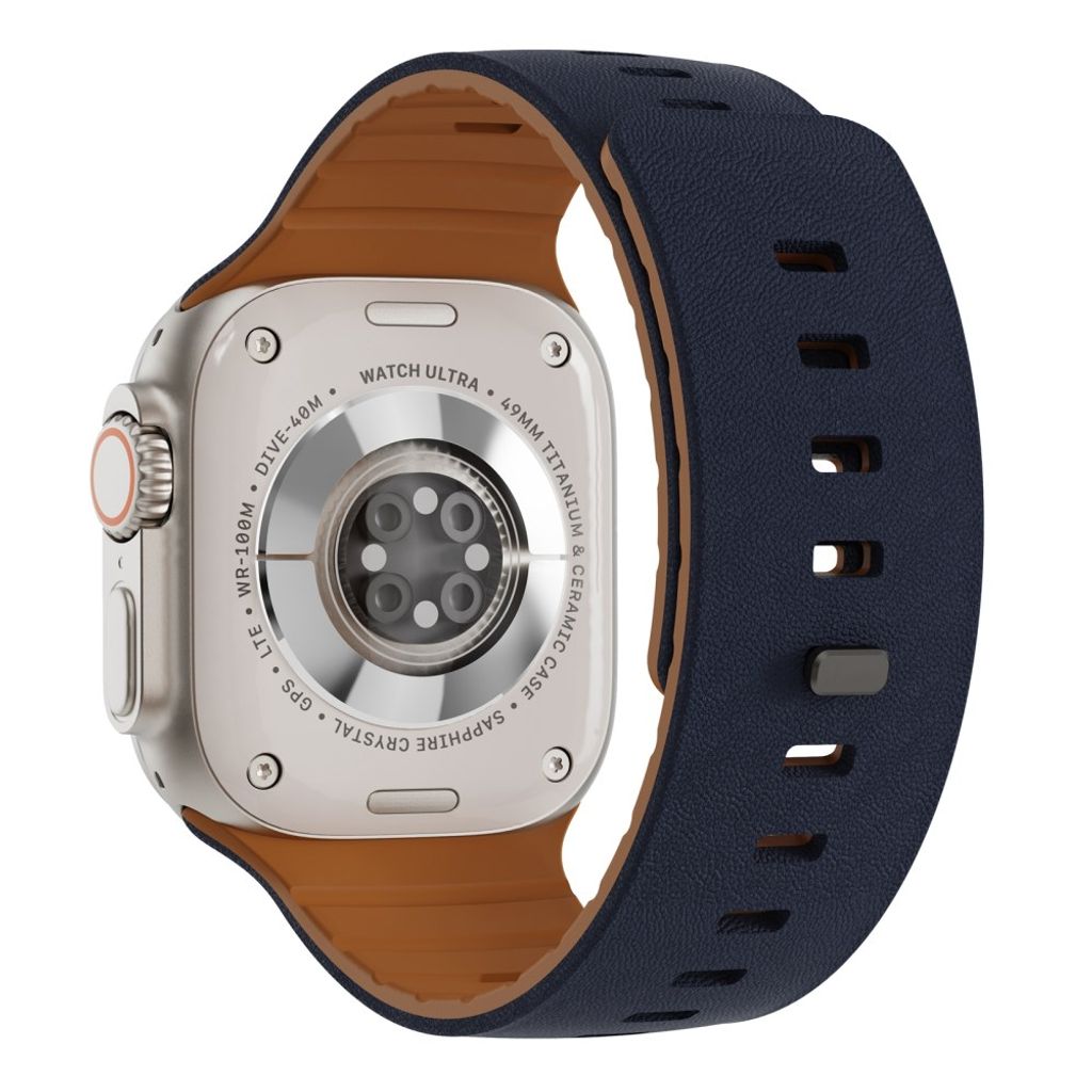 Apple Watch 42/41/40/38mm Klockarmband i texturerat silikon - Blå/Brun