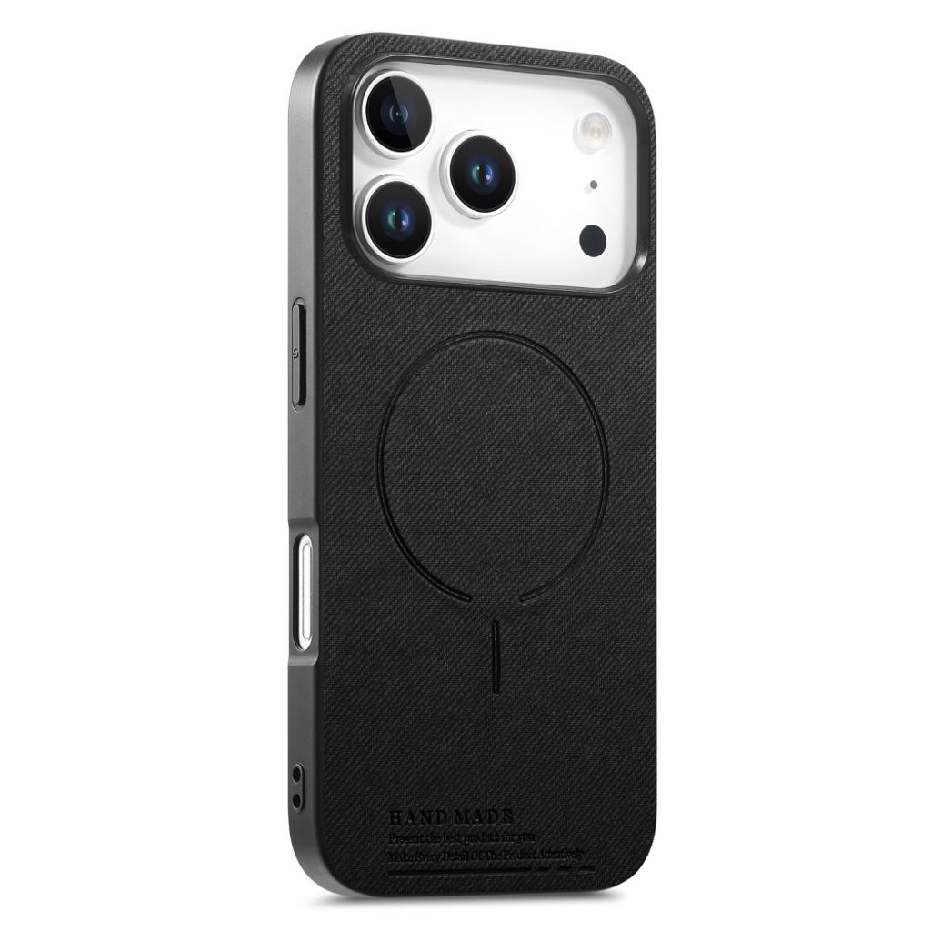 iPhone 18 Pro Max/17 Pro Max MagSafe-deksel med stoffutseende – svart