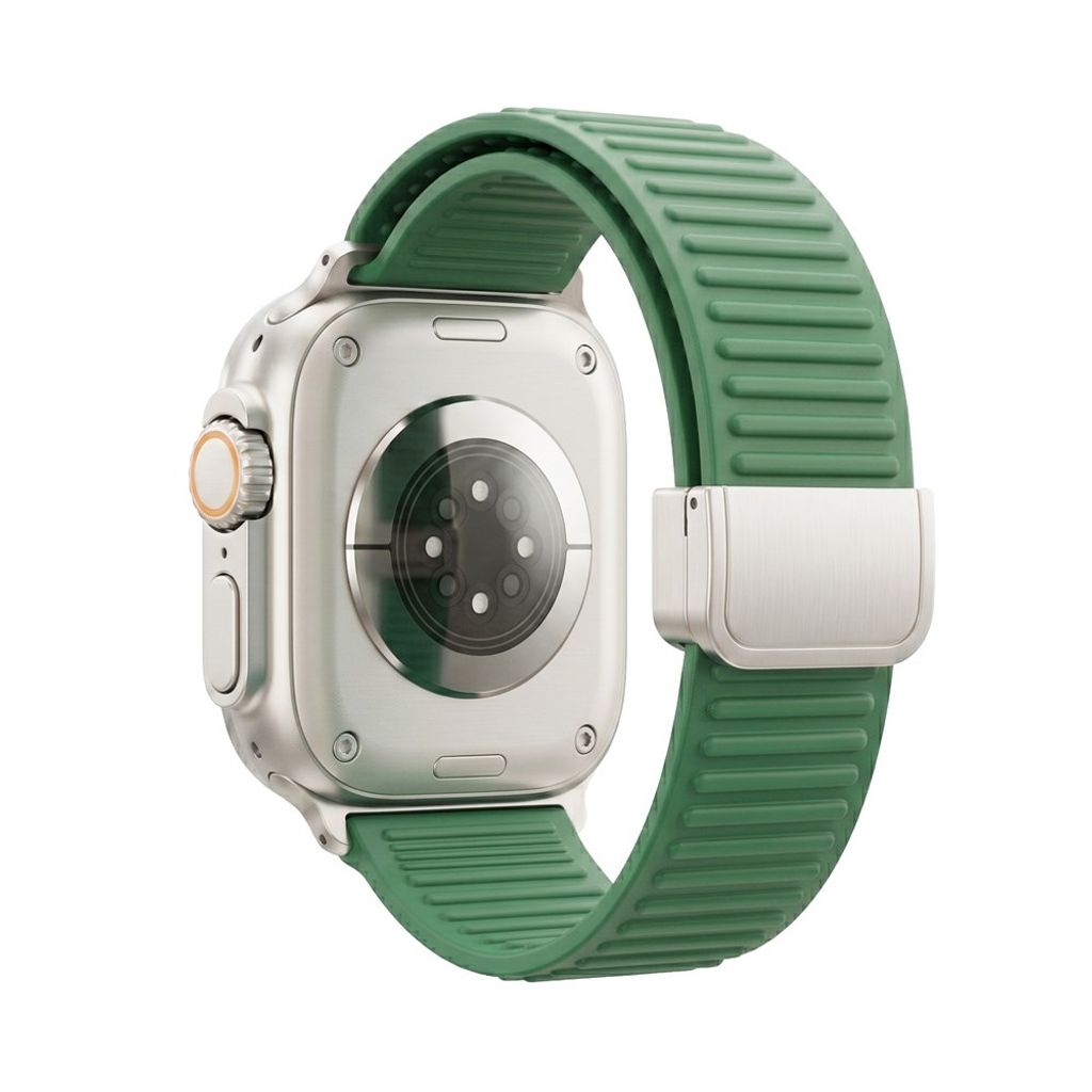 Apple Watch 49/46/44/42mm Klockarmband i Silikon Magnetisk Stängning - Grön